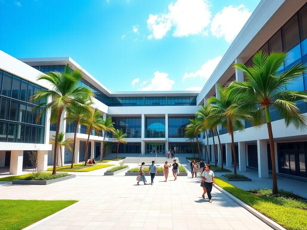Modern private university courtyard in the Klang Valley